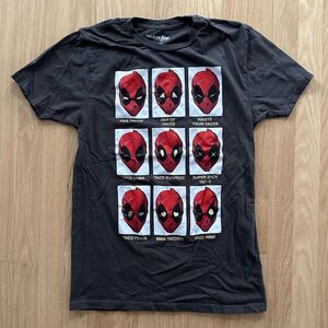 Marvel Deadpool Mens Taco Expressions Funny Charcoal Shirt Size Medium